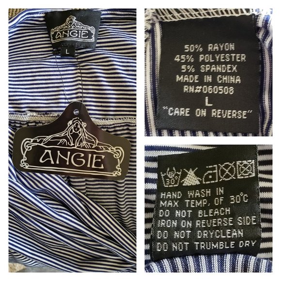 Angie Navy White Striped Halter Summer Womens Top Size Large - Picture 9 of 9